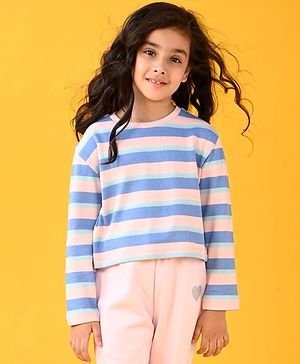 Anthrilo Full Sleeves Striped Comfort Fit Top - Pink