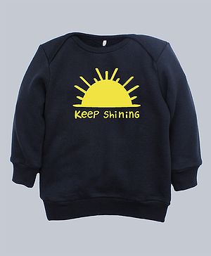 Kadam Baby Diwali Theme Cotton Full Sleeves Keep Shinning Text Printed Sweatshirt - Black