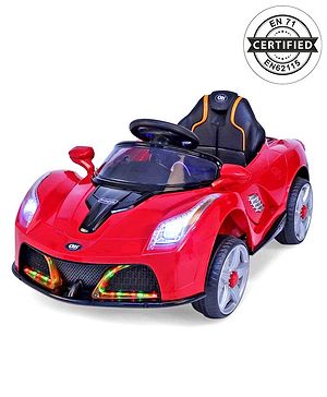 Babyhug Battery Operated Ride On Car With Disco Headlights & Foot Accelerator - Red - 110 x 61 x 49 cm