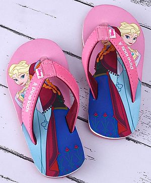 Pine Kids Disney  Slip On Flip Flops with Frozen Elsa Print - Pink