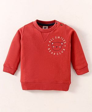 Zero Cotton Knit Full Sleeves  Text Printed T-Shirt - Red