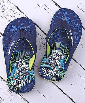 Pine Kids Slip On Flip Flops with Astronaut Print - Navy Blue