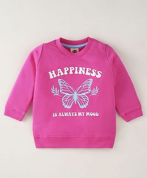 Zero Cotton Knit Full Sleeves Text Printed T-Shirt - Pink