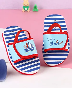 Babyoye Nautical Theme Printed Flip Flops
                      with Back Strap - Blue
