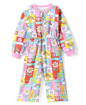 Babyhug
                              Cotton Knit Full Sleeves Floral Printed
                              Jumpsuit with Front Zipper - Pink