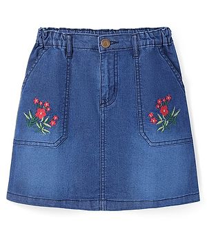 Pine Kids Washed Above Knee Length Denim Skirt - Navy Blue