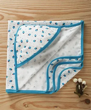 Tinycare Hooded Towel Strawberry Print - Blue