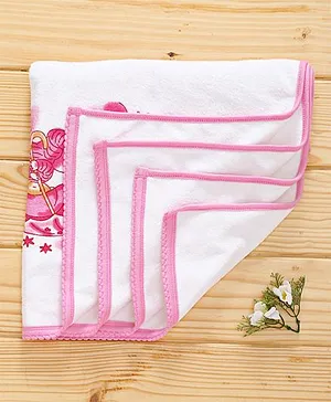 Tinycare Baby Towel Teddy Print - White Pink