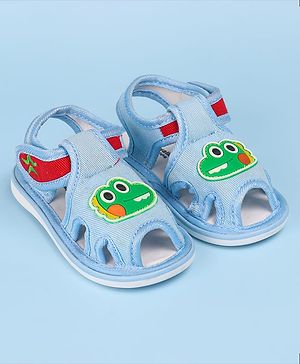Cute Walk by Babyhug Velcro Closure Sandals with Dino Applique - Light Blue