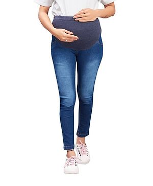 Mama & Bebe  Denim Washed Maternity Jeans - Navy Blue