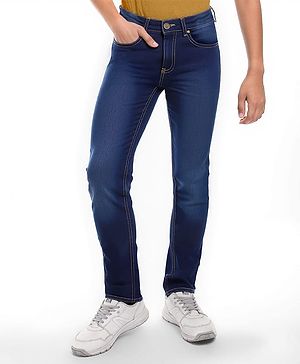 Pine Kids Denim Woven Full Length Washed Jeans - Navy Blue