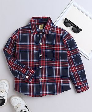 Aww Hunnie Woollen Full Sleeves Checked Shirt - Red
