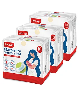 LuvLap Extra Absorbent Maternity Pads Pack of 3 - 10 Pads Each