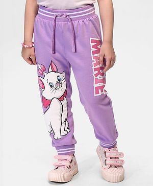 Babyhug Disney Terry Knit Ankle Length Lounge Pants With Marie Graphic - Lavender