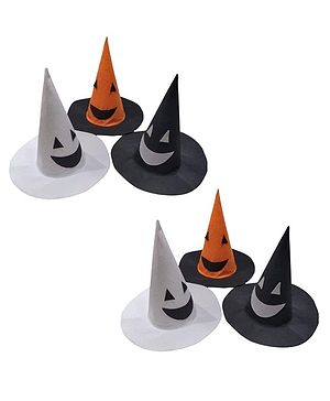 Kaku Fancy Dresses Halloween Theme Set of 6 Witch Hats - Multi Colour