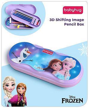 Babyhug Disney Frozen 3D Pencil Box|School Supplies Stationery Organiser|Birthday Return Gift for Kids- Lavender