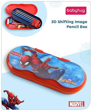 Babyhug Marvel Spiderman 3D Pencil Box|School Supplies Stationery Organiser|Birthday Return Gift for Kids- Red