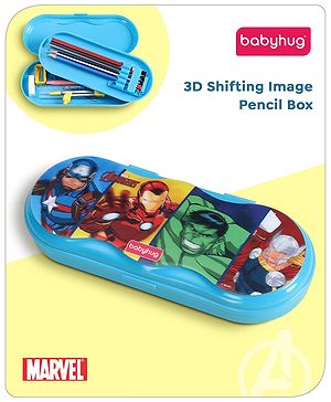 Babyhug Marvel Avengers 3D Pencil Box|School Supplies Stationery Organiser|Birthday Return Gift for Kids-Blue