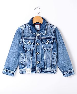 RUFF Woven Full Sleeves Denim Jacket With Patch - Blue