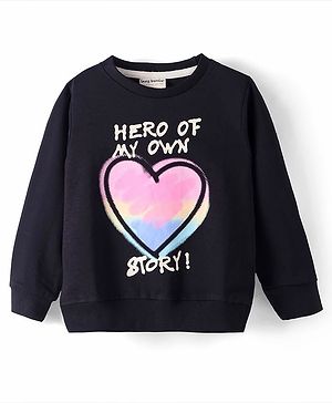 Lazy Bones Looper Knit Full Sleeves T-Shirt with Text Print - Black
