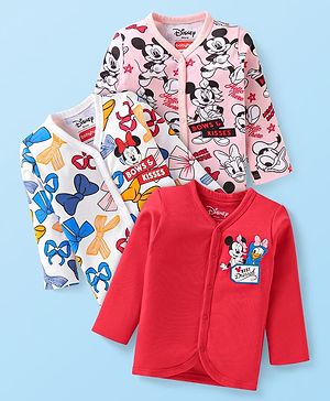 Babyhug Disney Interlock Knit Full Sleeves Jhablas with Minnie Mouse Graphics Pack of 3 - Red White & Pink Babyhug Disney Interlock Knit Full Sleeves Jhablas with Minnie Mouse Graphics Pack of 3 - Red White & Pink
