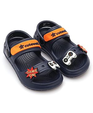 Cute Walk by Babyhug Clogs with Backstrap Gaming Applique - Navy Blue
