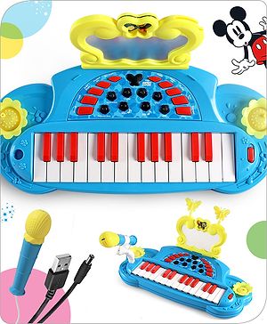 Babyhug Disney Premium Musical Piano with mike | 2 songs & 25 tunes | Battery operated piano| Gifting toy| BIS Certified -Blue