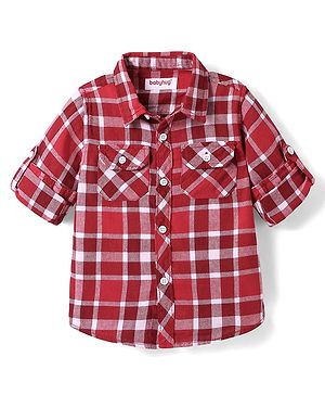 Babyhug Cotton Woven Full Sleeve Checkerd Shirt - Red