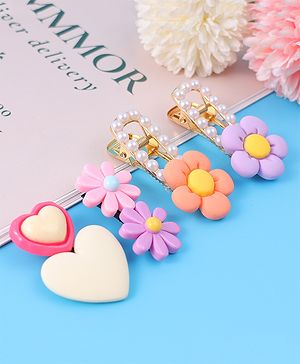 Babyhug Hair Pins & Clips  Free Size with Floral Applique Pack of 4 - Lilac