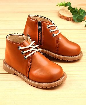 KIDLINGSS Lace Up Ankle Length Winter Boots - Brown