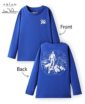 Arias Single Jersey Knit Full Sleeves T-Shirt With Mountain Print - Blue