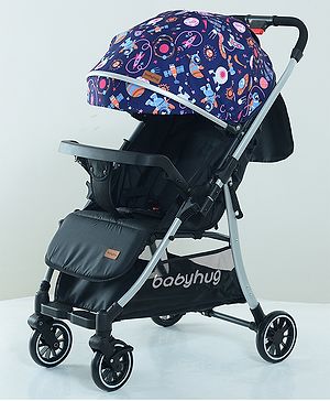 Babyhug Travel Compact Baby Stroller with Food Tray Reversible Handle Adjustable Backrest & Canopy - Blue Babyhug Travel Compact Baby Stroller with Food Tray Reversible Handle Adjustable Backrest & Canopy - Blue