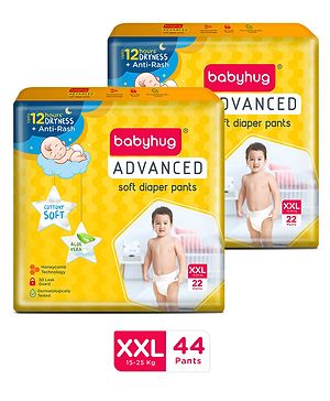 Babyhug Advanced Pant Style Diapers Extra Extra Large (XXL) Size Pack of 2 - 22 Pieces Each