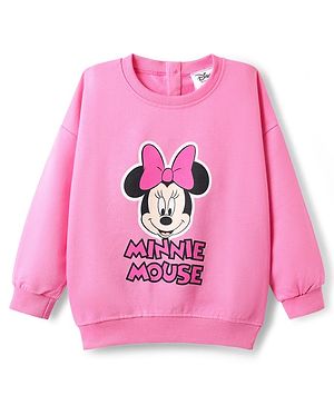 Babyhug Disney  Terry Knit Full Sleeves Sweatshirt with Minnie Mouse Graphics -Pink