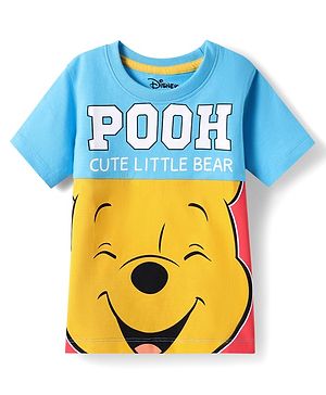 Babyhug Marvel Single Jersey Half Sleeves T-Shirt With Winnie The Pooh Graphics - Light Blue