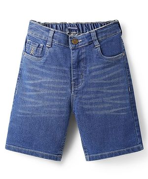 Pine Kids Woven Above Knee Length Denim Shorts - Dark Blue