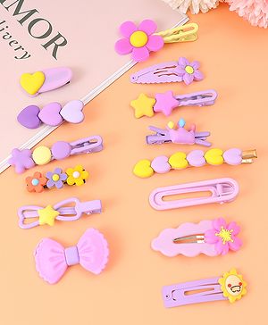 Babyhug Hair Pins And Clips Pack of 14 - Purple