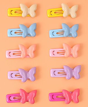 Babyhug  Free Size Snap Clips with Butterfly Applique Pack of 10 - Multicolor