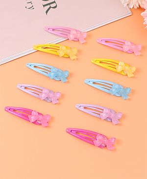 Babyhug Snap Clips with Bow Applique Pack of 10 - Multicolor