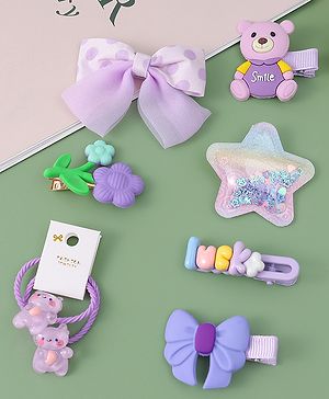 Babyhug Hair Accessories with Bow Applique Combo Sets - Purple