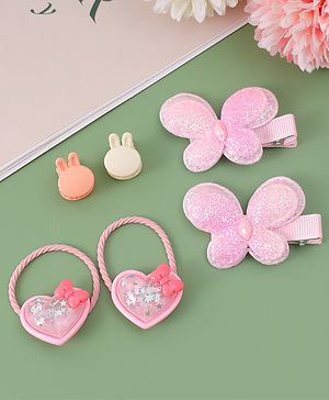 Babyhug Hair Pins And Clips  with Heart Applique Pack of 6 - Pink