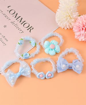 Babyhug Rubber Bands & Scrunchies  with Bow Applique Pack of 5  - Blue