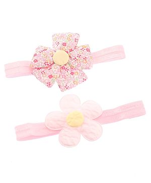 Babyhug Free Size Headbands With Floral Applique Pack of 2 - Pink