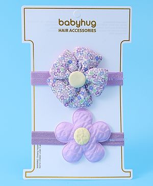 Babyhug Free Size Headbands With Floral Applique Pack of 2 - Purple