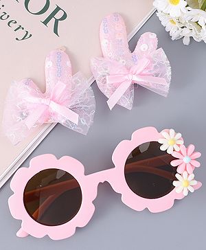 Babyhug Hair Clip And Sunglasses Combo Set Free Size - Pink