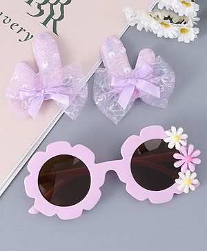 Babyhug Hair Clip And Sunglasses Combo Set Free Size - Purple