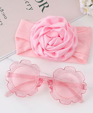 Babyhug Hairband & Sunglasses Combo Set with Floral Applique Free Size - Pink