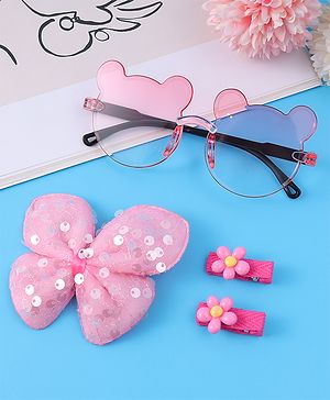 Babyhug Hair Accessories & Sunglasses Combo Set with Floral Applique Free Size - Pink