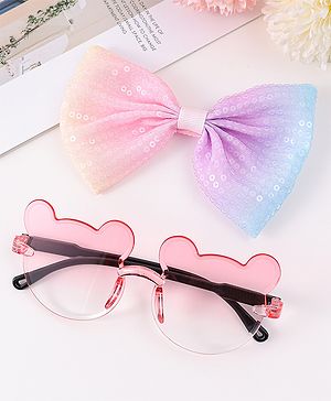 Babyhug Bow & Sunglasses Combo Set Free Size - Pink