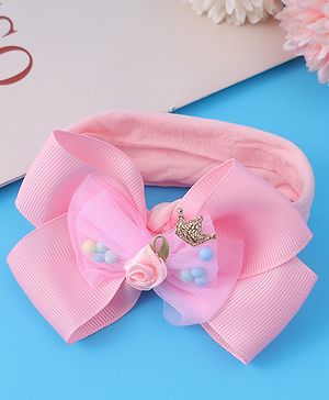 Babyhug Headband With Bow Applique - Pink